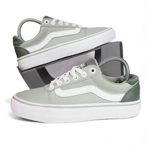 Vans Ward Tumble Leather Skate Shoes Women's 6 Sage Green / White